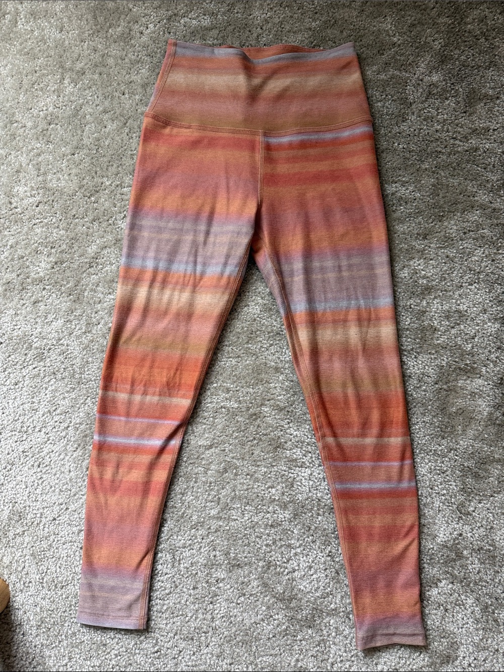 Beyond Yoga Sunrise Ombre High-Rise Leggings - Orange & Pink Stripe